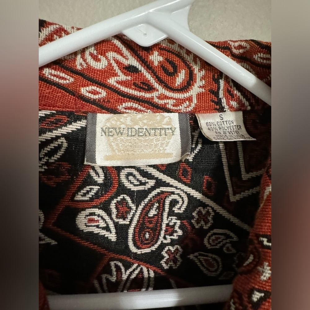 Rare Retro 90s Bandana Print Jacket Rust Red Western maximalist Rodeo small - Picture 9 of 13